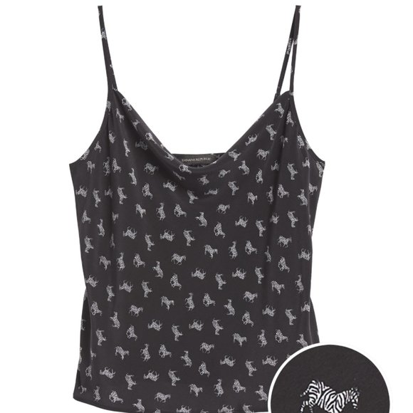 Zebra Print Silk Cowl-Neck Camisole - Picture 1 of 2